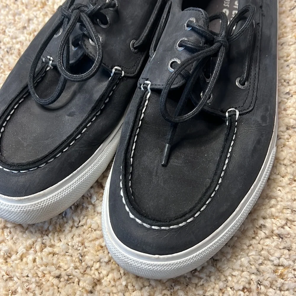 Sperry Top Siders. Worn once maybe. Dark navy or black.